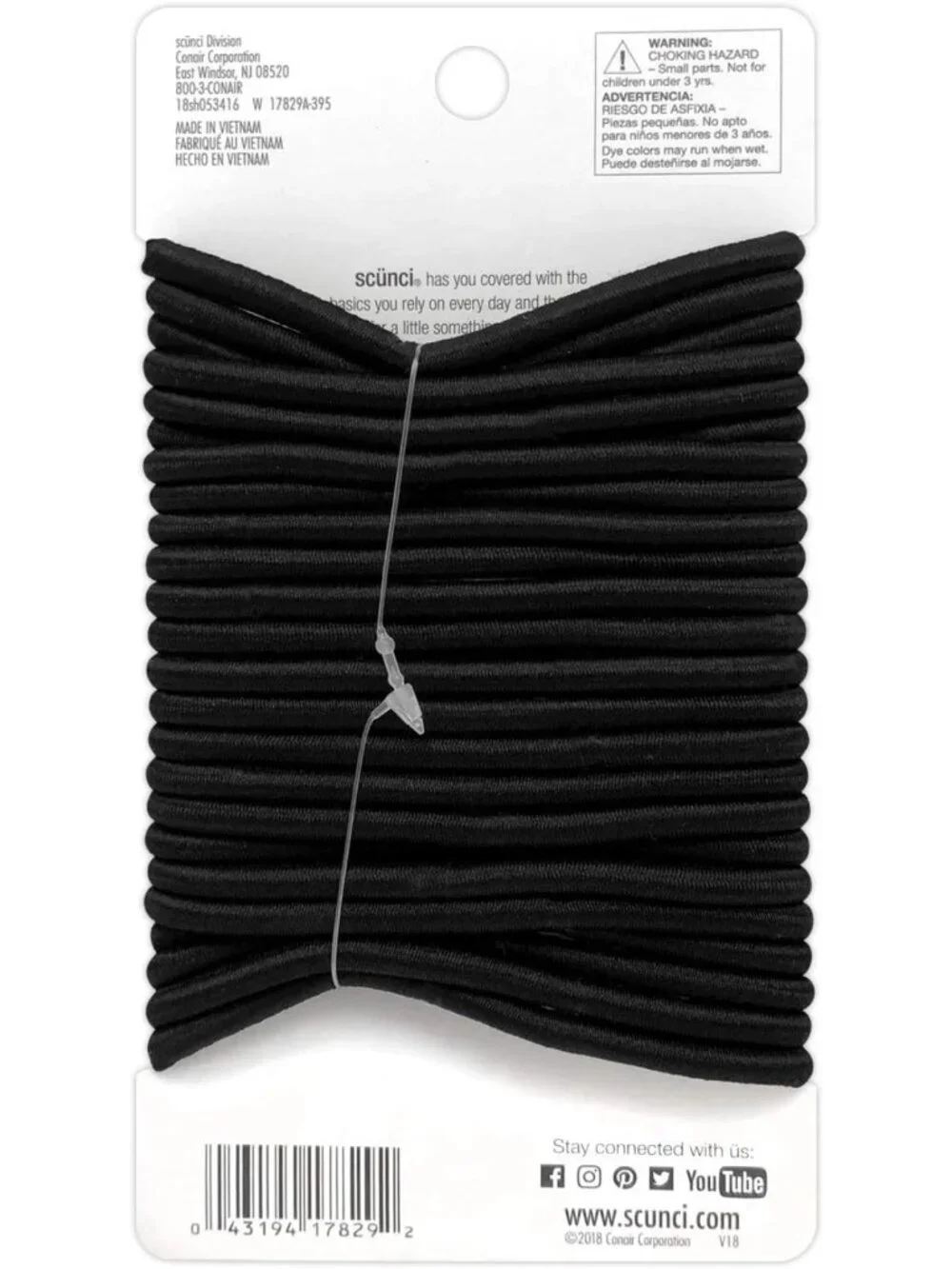 Thick Black Hair Elastics, No-Damage Hold, 5mm, 24-Piece Pack (2-Pack)